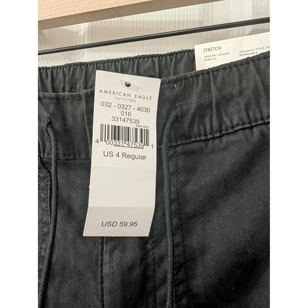 American Eagle, NWT, Size 4 Women's Stretch Jegging Jogger, Black, Utility - Picture 6 of 8